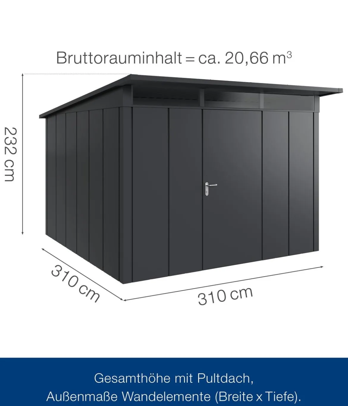 Hörmann Metallgerätehaus Juno JPD14 L-Sk Motiv Design, ca. B325/H232/T358 cm