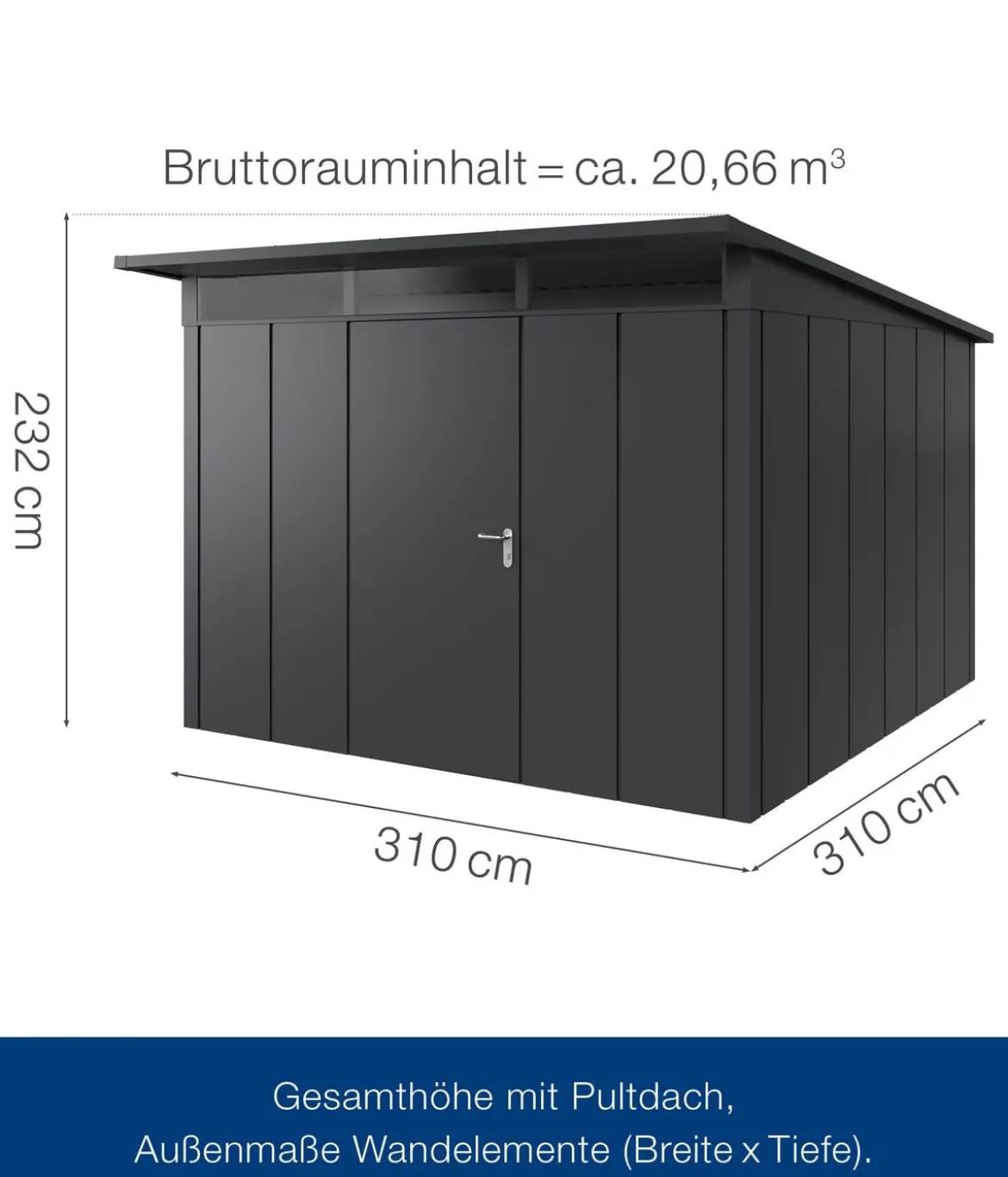 Hörmann Metallgerätehaus Juno JPD14 L-Sk Motiv Design, ca. B325/H232/T358 cm