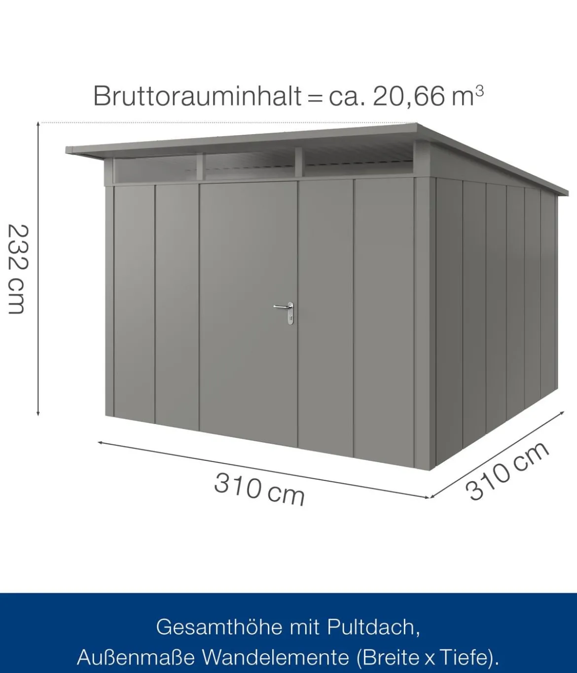 Hörmann Metallgerätehaus Juno JPD14 L-Sk Motiv Design, ca. B325/H232/T358 cm