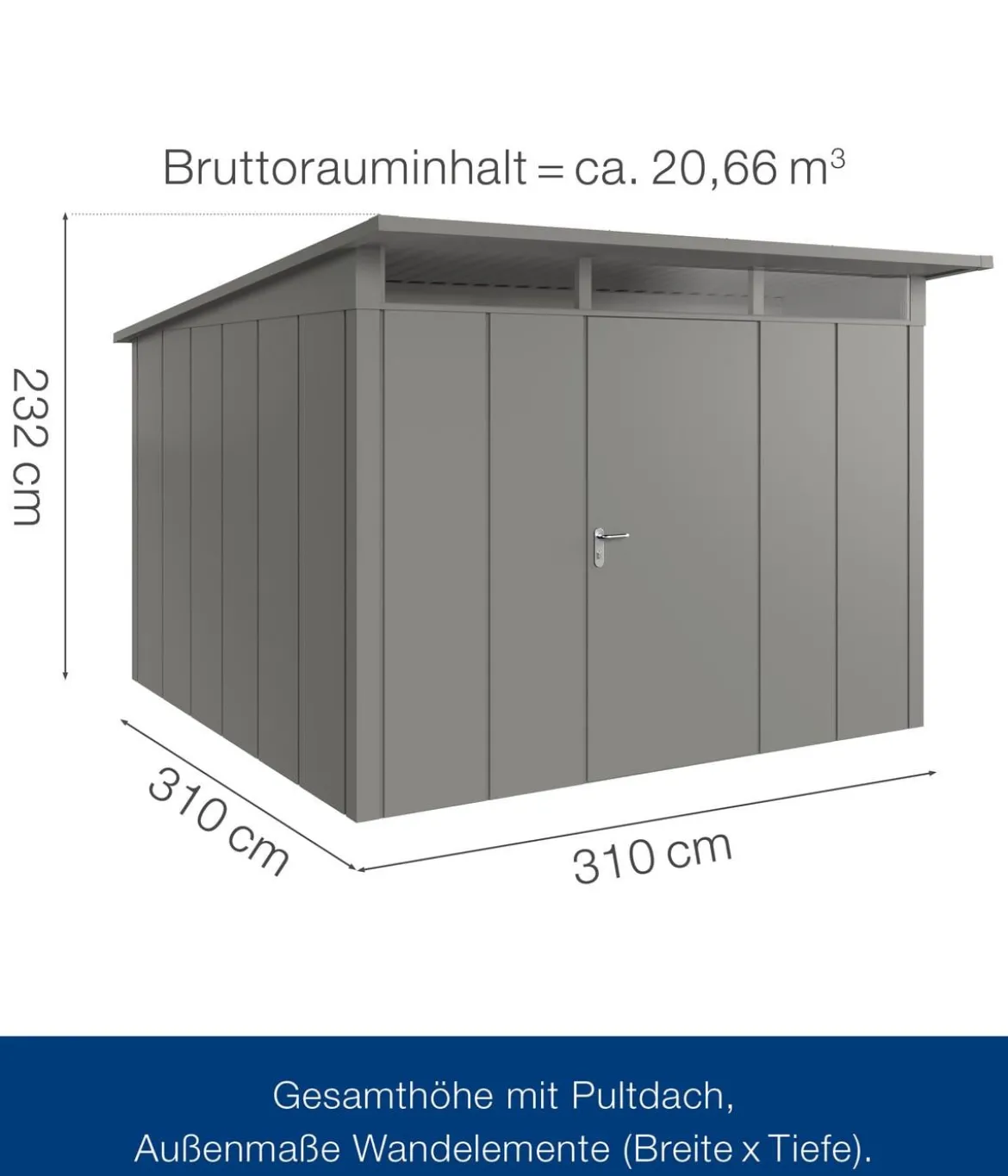 Hörmann Metallgerätehaus Juno JPD14 L-Sk Motiv Design, ca. B325/H232/T358 cm