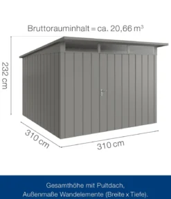 Hörmann Metallgerätehaus Juno JPD14 M-Sk Motiv Modern, ca. B325/H232/T358 cm