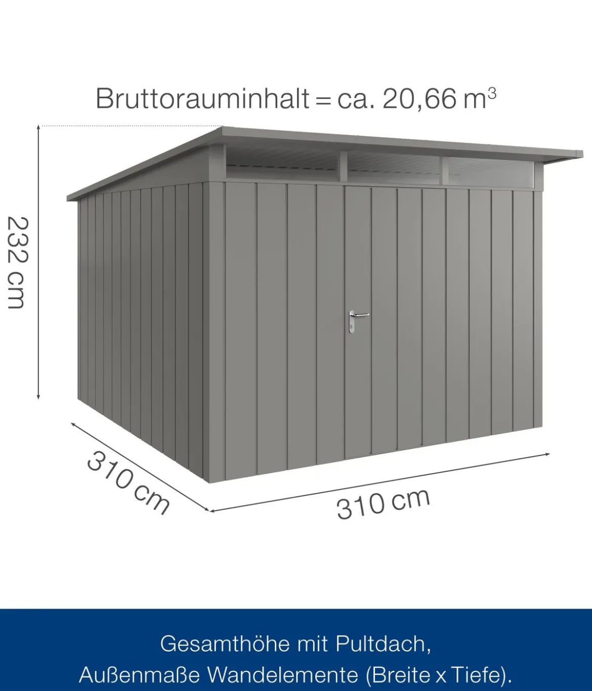 Hörmann Metallgerätehaus Juno JPD14 M-Sk Motiv Modern, ca. B325/H232/T358 cm
