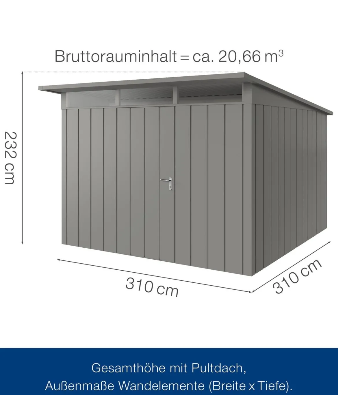 Hörmann Metallgerätehaus Juno JPD14 M-Sk Motiv Modern, ca. B325/H232/T358 cm