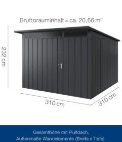 Hörmann Metallgerätehaus Juno JPD14 M-Sk Motiv Modern, ca. B325/H232/T358 cm