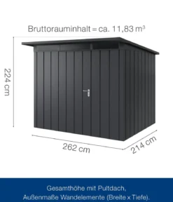 Hörmann Metallgerätehaus Juno JPD9 M-Sk Motiv Modern, ca. B277/H224/T262 cm