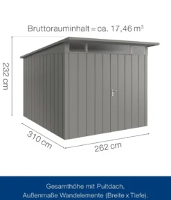Hörmann Metallgerätehaus Juno JPD11 M-Sk Motiv Modern mit Doppeltür, ca. B277/H232/T358 cm