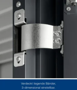Hörmann Metallgerätehaus Juno JFD10 L-Sk Motiv Design bodentiefes Fenster mit Doppeltür, ca. B277/H222/T277 cm