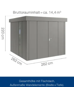 Hörmann Metallgerätehaus Juno JFD10 L-Sk Motiv Design bodentiefes Fenster mit Doppeltür, ca. B277/H222/T277 cm