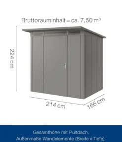 Hörmann Metallgerätehaus Juno JPD4 L-Sk Motiv Design, ca. B229/H224/T214 cm