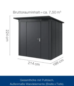 Hörmann Metallgerätehaus Juno JPD4 L-Sk Motiv Design, ca. B229/H224/T214 cm