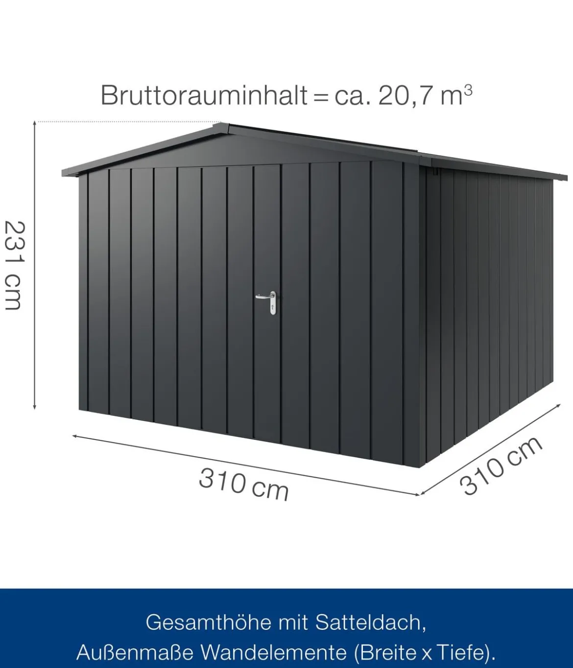 Hörmann Metallgerätehaus Juno JSD14 M-Sk Motiv Modern, ca. B333/H231/T325 cm