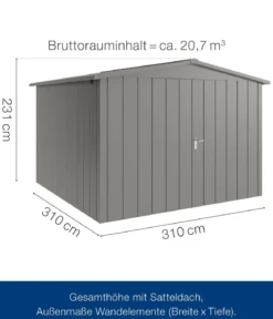 Hörmann Metallgerätehaus Juno JSD14 M-Sk Motiv Modern mit Doppeltür, ca. B333/H231/T325 cm