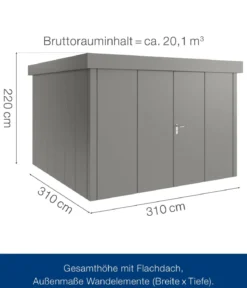 Hörmann Metallgerätehaus Juno JFD14 L-Sk Motiv Design mit Doppeltür, ca. B325/H222/T325 cm