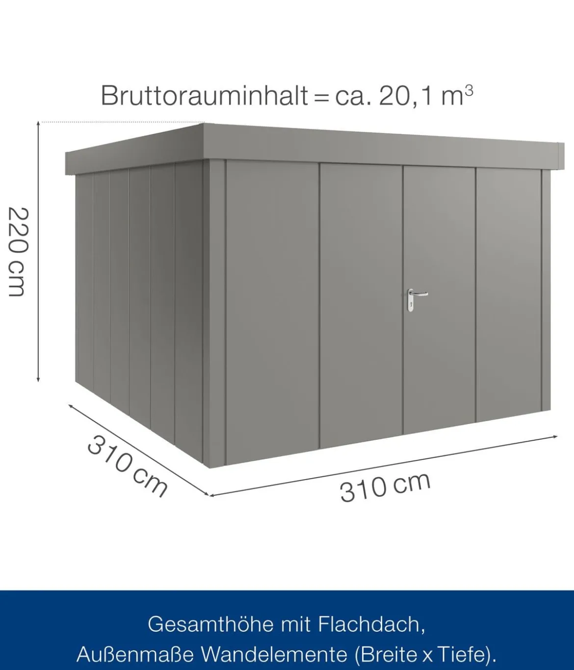 Hörmann Metallgerätehaus Juno JFD14 L-Sk Motiv Design mit Doppeltür, ca. B325/H222/T325 cm