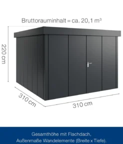 Hörmann Metallgerätehaus Juno JFD14 L-Sk Motiv Design mit Doppeltür, ca. B325/H222/T325 cm