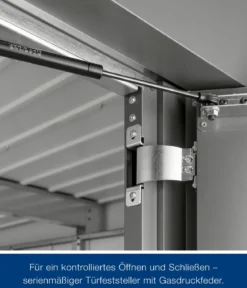 Hörmann Metallgerätehaus Juno JFD14 L-Sk Motiv Design bodentiefes Fenster mit Doppeltür, ca. B325/H222/T325 cm