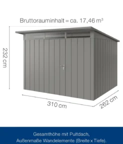 Hörmann Metallgerätehaus Juno JPD13 M-Sk Motiv Modern, ca. B325/H232/T310 cm