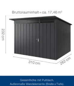 Hörmann Metallgerätehaus Juno JPD13 M-Sk Motiv Modern, ca. B325/H232/T310 cm