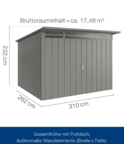 Hörmann Metallgerätehaus Juno JPD13 M-Sk Motiv Modern mit Doppeltür, ca. B325/H232/T310 cm