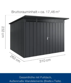 Hörmann Metallgerätehaus Juno JPD13 M-Sk Motiv Modern mit Doppeltür, ca. B325/H232/T310 cm