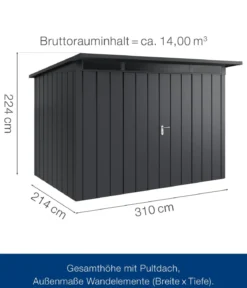 Hörmann Metallgerätehaus Juno JPD12 M-Sk Motiv Modern mit Doppeltür, ca. B325/H224/T262 cm