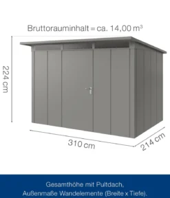 Hörmann Metallgerätehaus Juno JPD12 L-Sk Motiv Design, ca. B325/H224/T262 cm