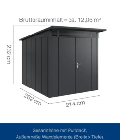 Hörmann Metallgerätehaus Juno JPD6 L-Sk Motiv Design mit Doppeltür, ca. B229/H232/T310 cm