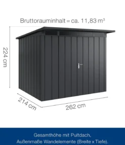 Hörmann Metallgerätehaus Juno JPD9 M-Sk Motiv Modern mit Doppeltür, ca. B277/H224/T262 cm