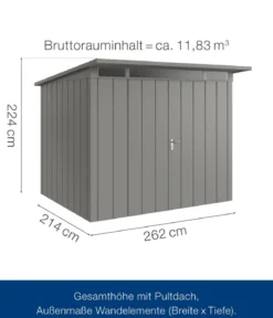 Hörmann Metallgerätehaus Juno JPD9 M-Sk Motiv Modern mit Doppeltür, ca. B277/H224/T262 cm