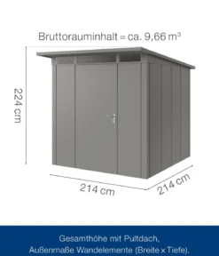 Hörmann Metallgerätehaus Juno JPD5 L-Sk Motiv Design, ca. B229/H224/T262 cm