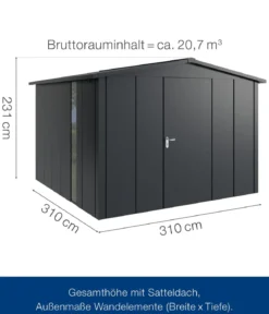 Hörmann Metallgerätehaus Juno JSD14 L-Sk Motiv Design bodentiefes Fenster, ca. B333/H231/T325 cm