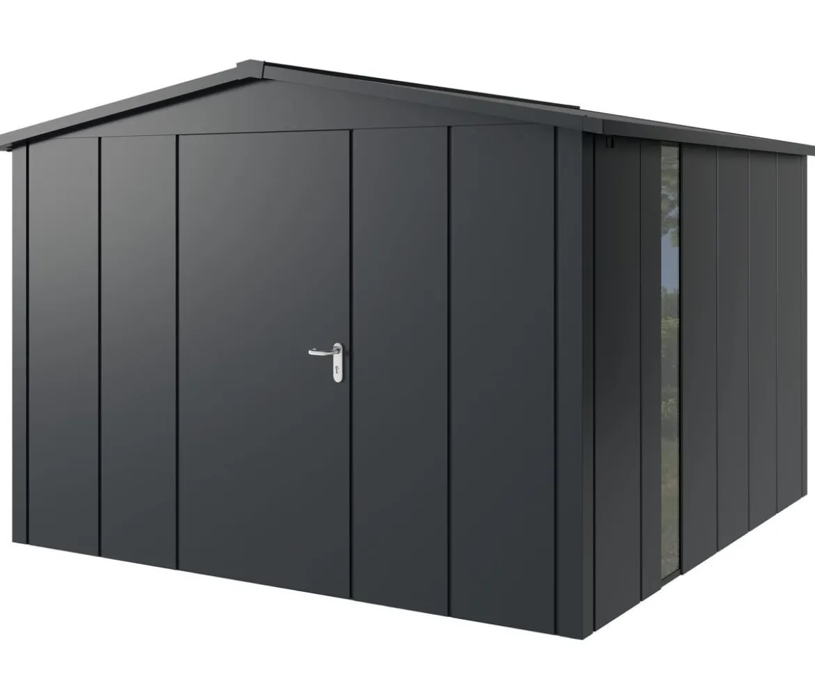 Hörmann Metallgerätehaus Juno JSD14 L-Sk Motiv Design bodentiefes Fenster, ca. B333/H231/T325 cm