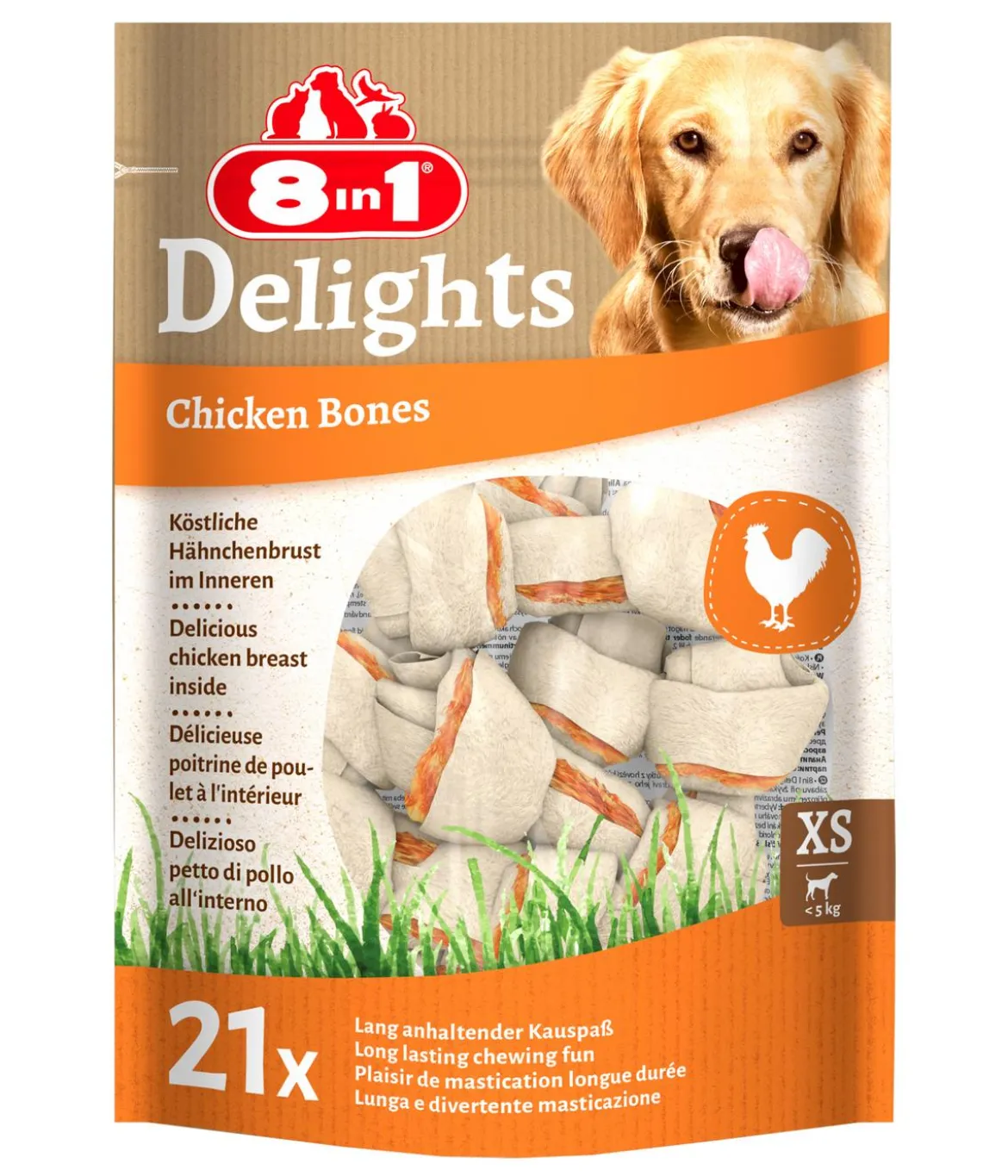 8in1 Hundesnack Delights Chicken Bones XS, 21 Stk.
