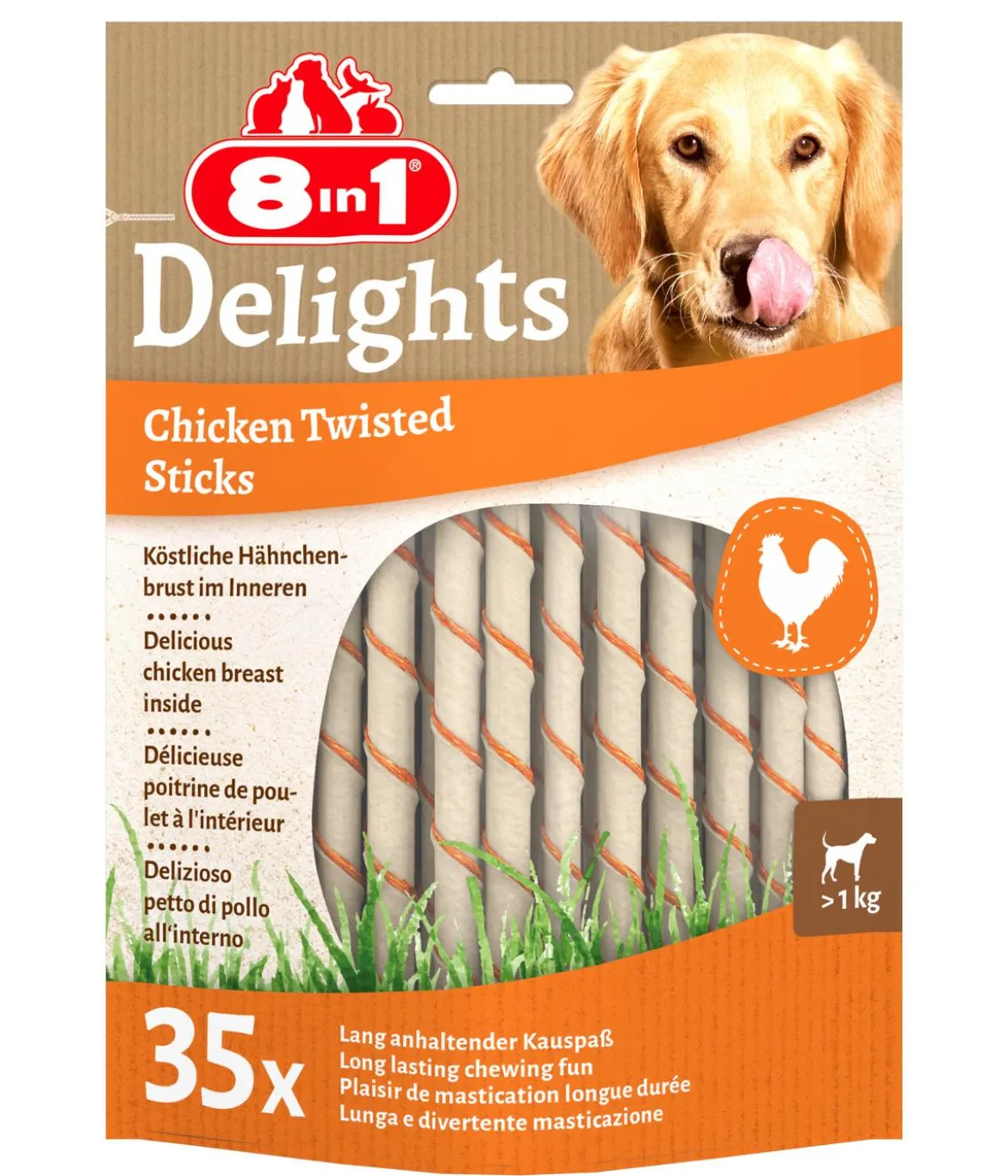 8in1 Hundesnack Delights Chicken Twisted Sticks, 190 g
