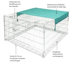 Kerbl Freigehege mit Ausbruchsperre für Kaninchen, ca. B230/H70/T115 cm