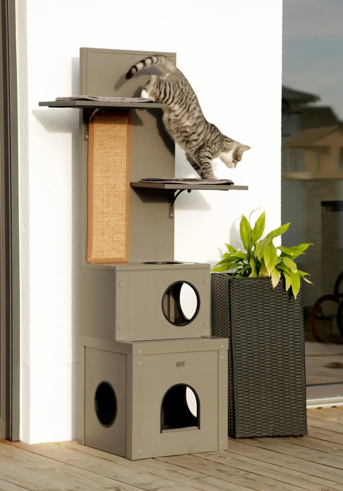 KERBL Katzenspielhaus Alex ECO, grau, ca. B42/H152,5/T42 cm