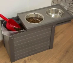 KERBL Pet Futter- & Trinkbar ECO Dinner, grau, ca. B54/H39,5/T30 cm