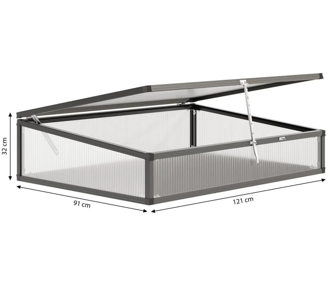 KGT Frühbeetaufsatz 130, anthrazit, ca. B121/H32/T91 cm