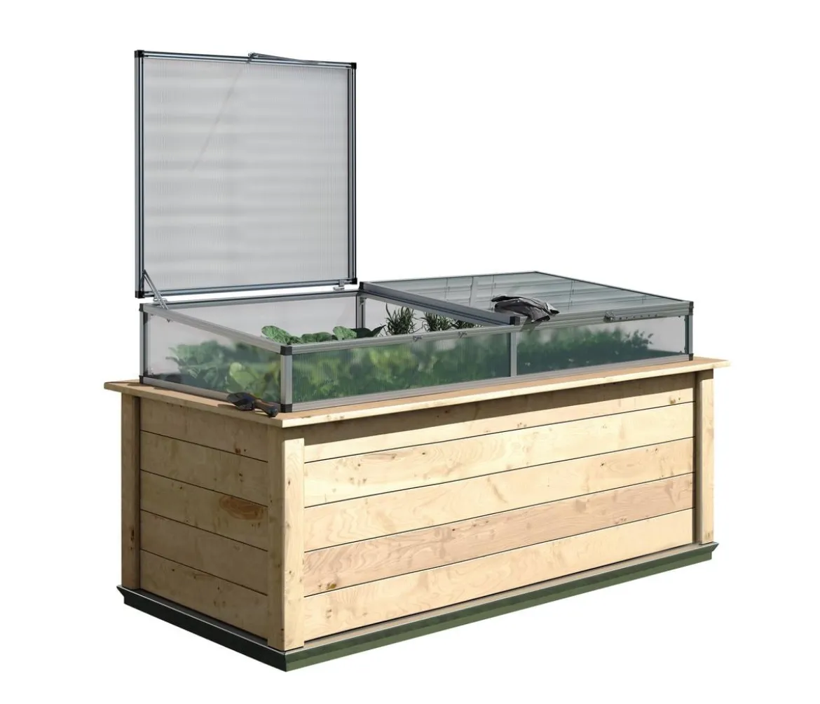 KGT Frühbeetaufsatz für Hochbeet 210, silber, ca. B205/H32/T91 cm