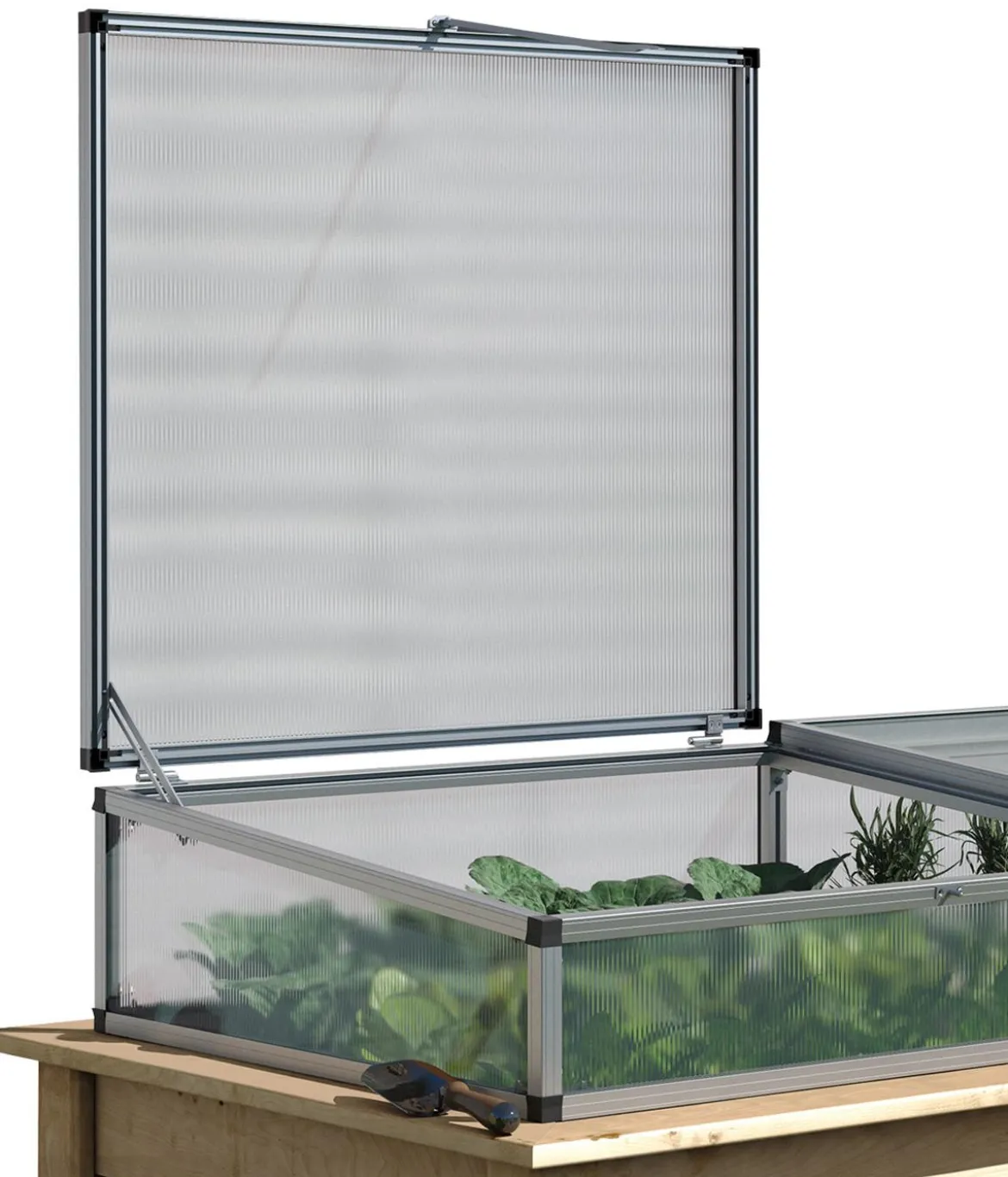 KGT Frühbeetaufsatz für Hochbeet 210, silber, ca. B205/H32/T91 cm