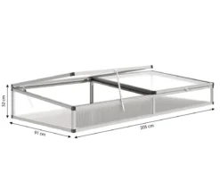 KGT Frühbeetaufsatz für Hochbeet 210, silber, ca. B205/H32/T91 cm
