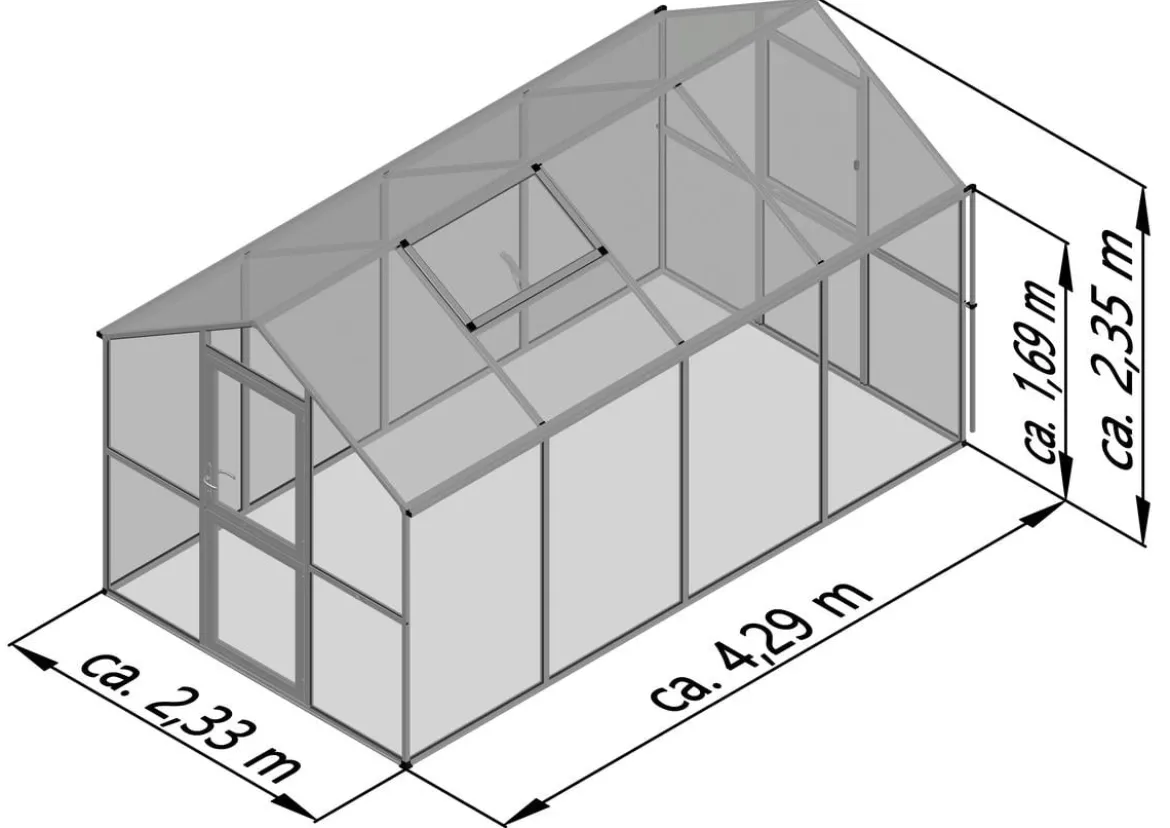 KGT Gewächshaus Aptasia IV, ESG, ca. B233/H235/T429 cm