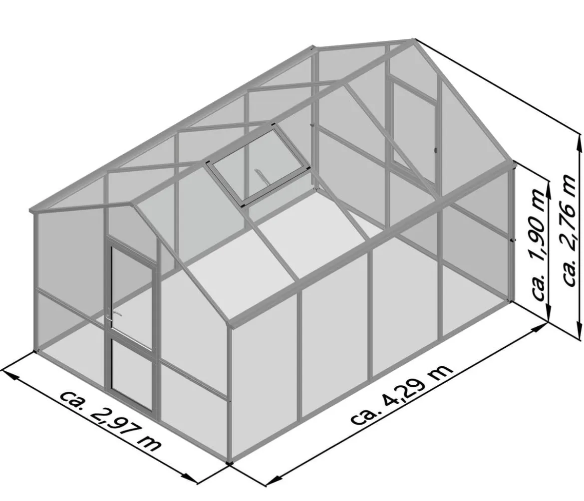 KGT Gewächshaus Dahlie IV, ca. B297/H276/T429 cm