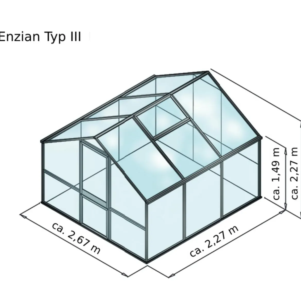 KGT Gewächshaus Enzian III, ca. B267/H227/T227 cm
