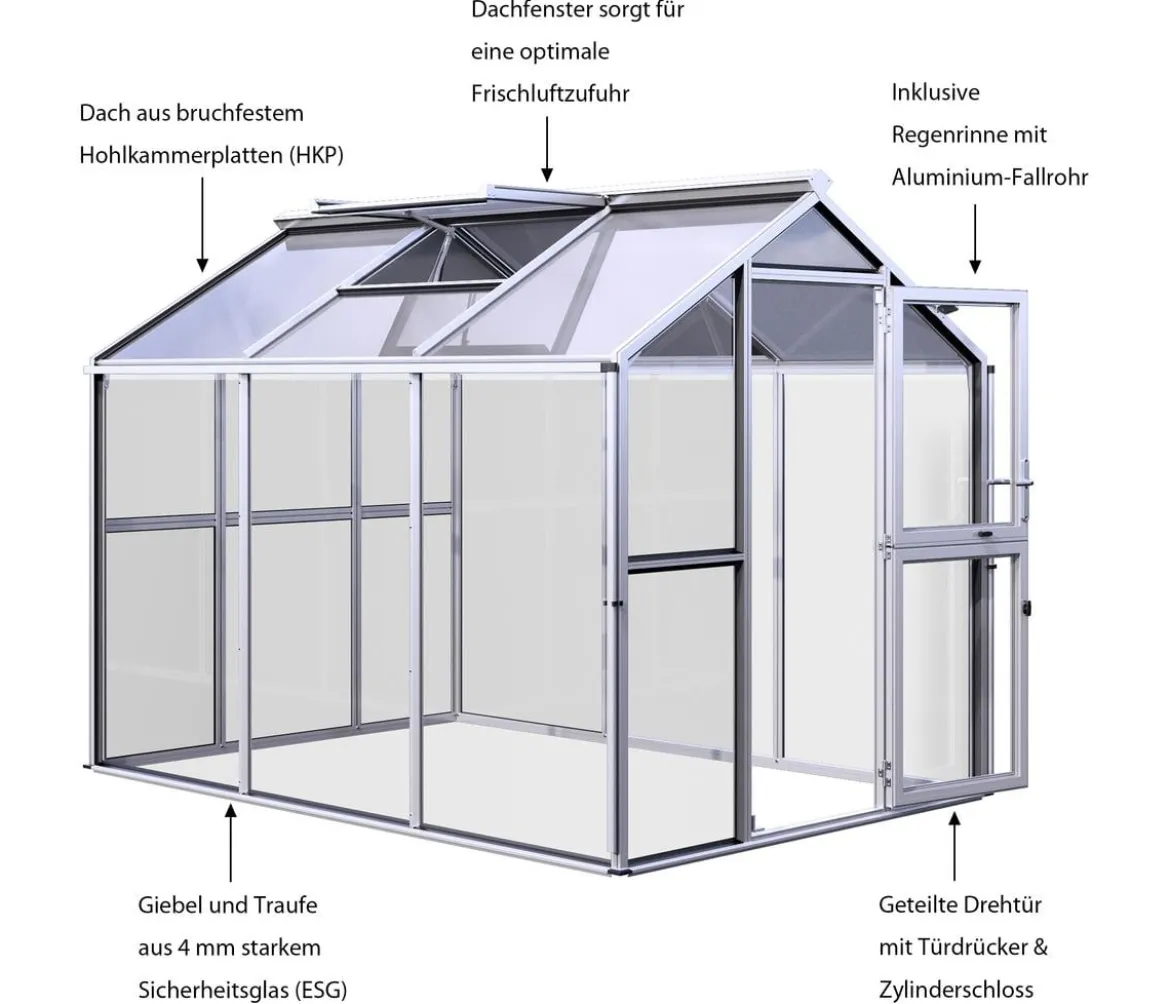 KGT Gewächshaus Galant III, ESG + HKP