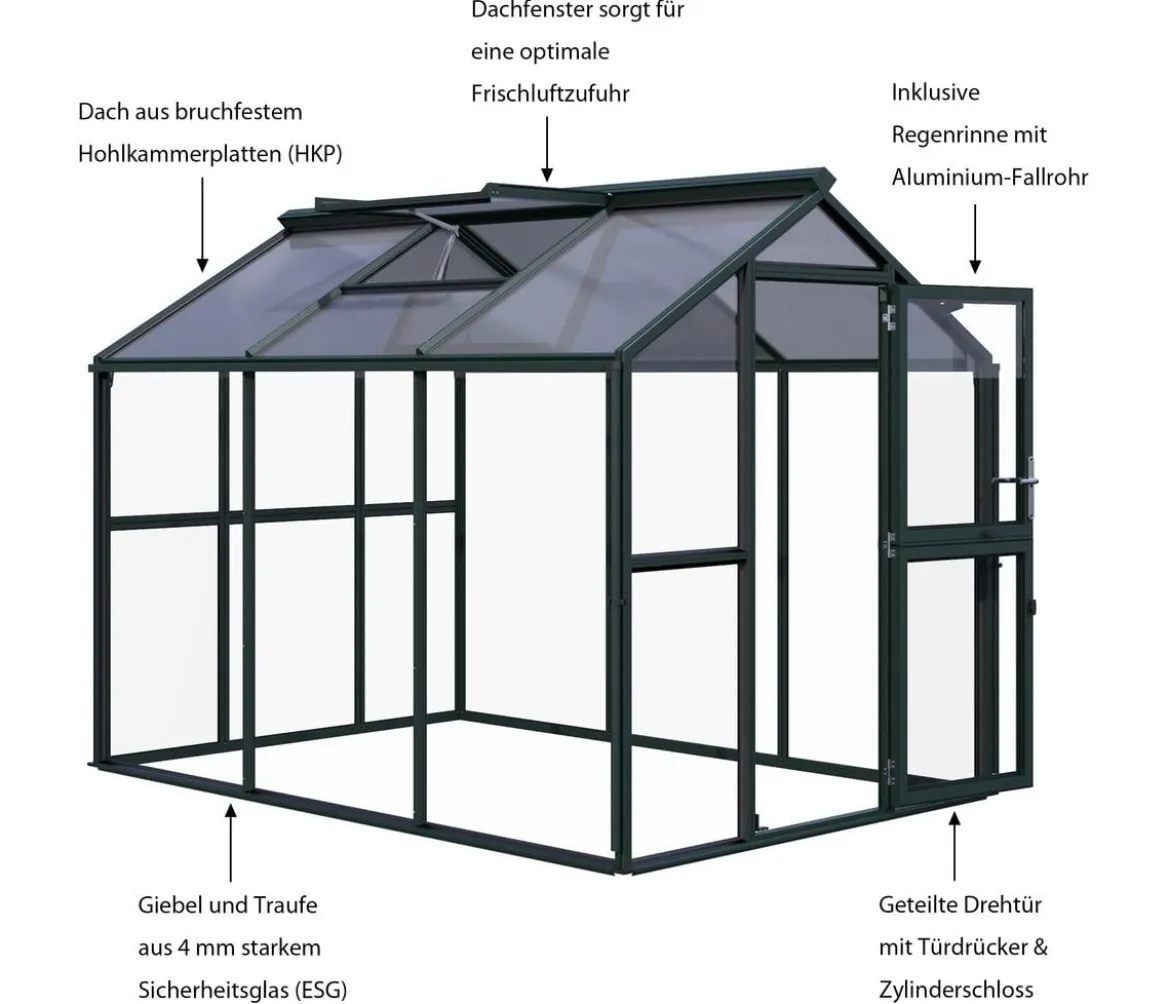 KGT Gewächshaus Galant III, ESG + HKP