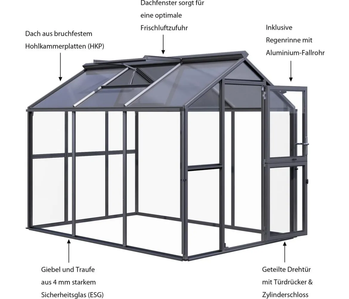 KGT Gewächshaus Galant III, ESG + HKP