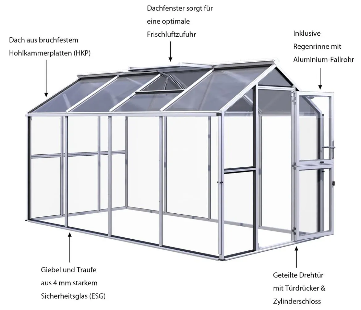 KGT Gewächshaus Galant IV, ESG + HKP