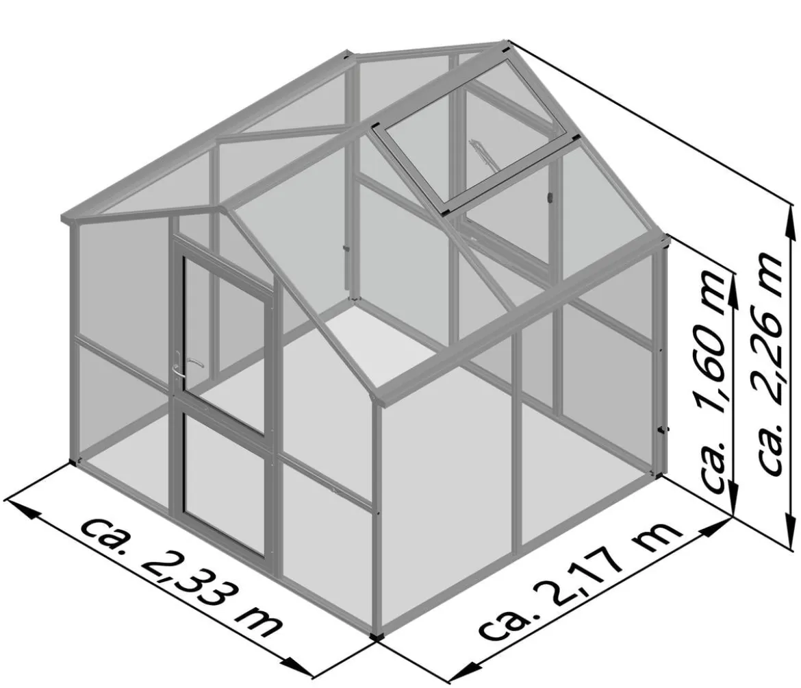 KGT Gewächshaus Iris II, ca. B233/H226/T217 cm