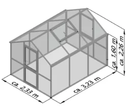 KGT Gewächshaus Iris III, ca. B233/H226/T323 cm